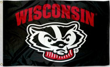 Wisconsin Badgers Black College Nylon Indoor Outdoor Flag 3' x 5' Custom Flag