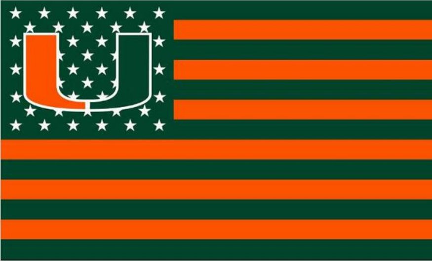 3ftx5ft Miami Hurricanes flag 100D Polyester Flag metal Grommets NCAA