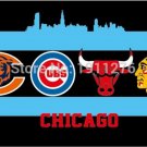 Chicago City All Team Flag Blackhawks Cubs Bears Bulls Flag 3X5FT Chicago All Day Flag