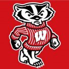 Wisconsin Badgers flag with us stars stripes 3ftx5ft Banner 100D Polyester Flag (STD)