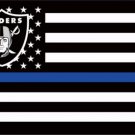 3x5ft Polyester Oakland Raiders Thin Blue Line Custom Flag with two metal Grommets white sleeve