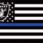 3x5ft Polyester Oakland Raiders Thin Blue Line Custom Flag with two metal Grommets white sleeve