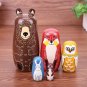 5pcs Bear Ear Russian Matryoshka Dolls Wooden Nesting Dolls Set Baby Basswood Toys