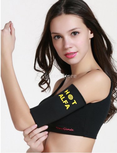 1 Pair Women Sauna Arm Shaper Slimming Slimmer Sleeve Wraps Black