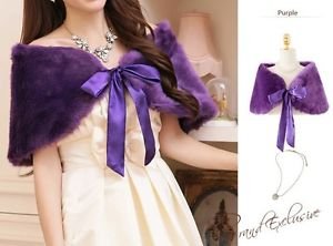 NEW Wedding Fur Shrug Size M Purple Grape for Lavender Dress USPS 1st Class