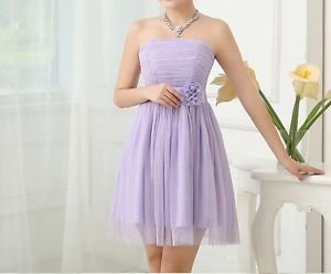 NEW Purple Bridesmaid Dress Strapless Girls Junior Teenager Tulle Chiffon Formal