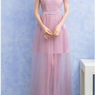 Cap Sleeve Long Sheer Tulle Bridesmaid Dress Pageant Dress Mini Lining One Size