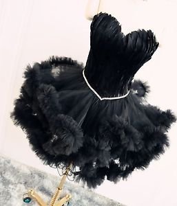 NEW Hej!Fika Sweet Party Dress Feather Sweetheart Strapless Voile Tulle Unique