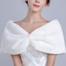 NEW Faux Fur Shawl Bolero Shrug Ivory Pearls Size M for bridesmaids formal dress