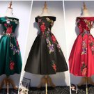 NEW Hej!Fika Classical Elegant Off the Shoulder Dress Satin A Line Flowers Print