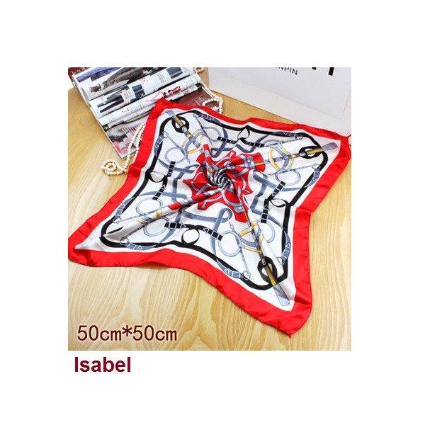 Red Ivory Faux Blend Silk Scarf Neckerchief Bandanna Fashion Squared 20*20in