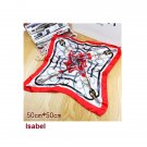 Red Ivory Faux Blend Silk Scarf Neckerchief Bandanna Fashion Squared 20*20in