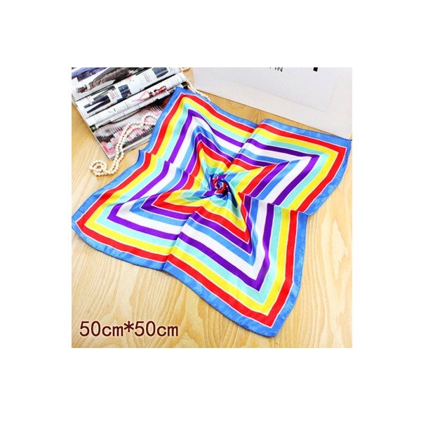 New Rainbow Bandana Neckerchief Silk Scarf Bank Uniform Fashion Squared 20*20in