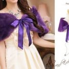 Size S-M Purple Grape Deluxe Wedding Wrap Faux Fur Bridal Shawl Bolero Shrug