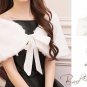 NEW Deluxe Bridal Wrap Faux Fur Shawl Ivory Size M Wedding Shrug Bolero Ribbons
