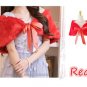 NWT Size M Red Wedding Wrap Faux Fur Bridal Shawl Bolero Shrug Satin Ribbons US