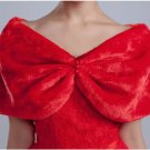 NWT Red Pearls Faux Fur Wedding Shawl Bridal Wrap Bolero Overhead One Size XXS-M