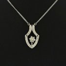 0.40 CT Natural Diamond Magnetic Floral Necklace Opens Up Solid 14 KT White Gold
