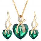 Gold Plated Heart Pendant Necklace & Earrings Set