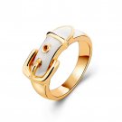 Enamel Belt Buckle Gold Plated Ring