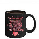 Love Ceramic Coffee Mug - You Are Loved - Cute Large Cup (Black) - Best Gift for Men, Women