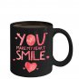 Love Ceramic Coffee Mug - You Make My Heart Smile - Cute Large Cup (Black) - Best Gift for Men,Women