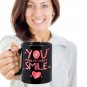Love Ceramic Coffee Mug - You Make My Heart Smile - Cute Large Cup (Black) - Best Gift for Men,Women
