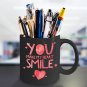 Love Ceramic Coffee Mug - You Make My Heart Smile - Cute Large Cup (Black) - Best Gift for Men,Women