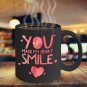 Love Ceramic Coffee Mug - You Make My Heart Smile - Cute Large Cup (Black) - Best Gift for Men,Women