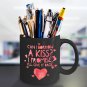 Love Ceramic Coffee Mug - Can I Borrow a Kiss - Cute Large Cup (Black) - Best Gift for Men, Women