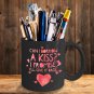 Love Ceramic Coffee Mug - Can I Borrow a Kiss - Cute Large Cup (Black) - Best Gift for Men, Women