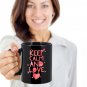 Love Ceramic Coffee Mug - Keep Calm and Love - Cute Large Cup (Black) - Best Gift for Men, Women