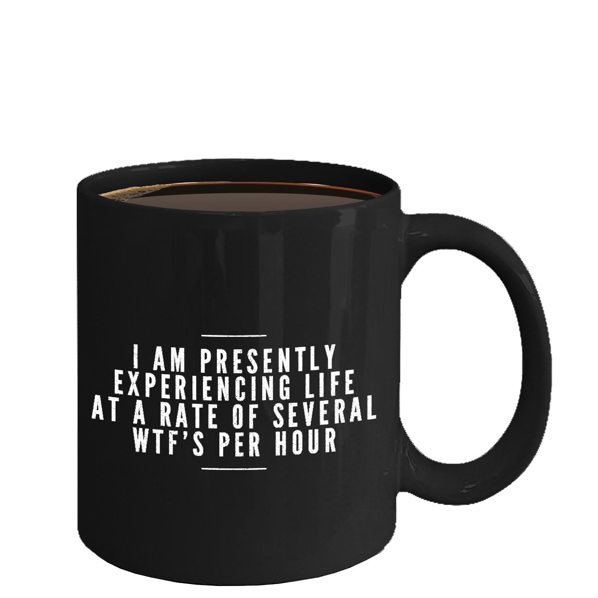 Funny Ceramic Coffee Mug - WTF Per Hour - Cool Large Cup (Black) - Best Gift for Men, Women