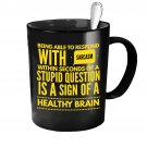 Funny Ceramic Coffee Mug - Respond With Sarcasm - Cute Large Cup (Black) - Best Gift for Men, Women