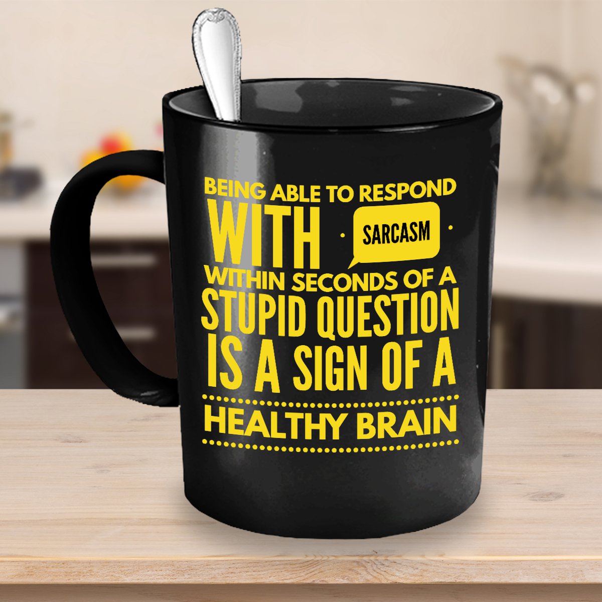 Funny Ceramic Coffee Mug Respond With Sarcasm Cute Large Cup (Black