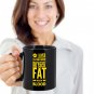 Funny Ceramic Coffee Mug - Fat Instead of Blood - Cute Large Cup (Black) - Best Gift for Men, Women