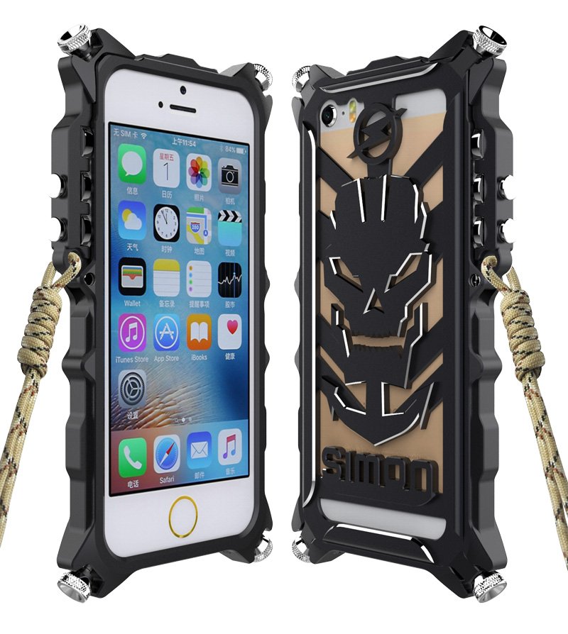 For iPhone 5 5s SE Skull Trigger Mechanical Arm Metal Shockproof Cover Case