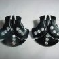 Vintage LUCITE Black Rhinestones Huge Fan Earrings FREE SHIPPING