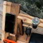 Male organizer, iPhone stand, iPhone base, iPhone wooden base, watch wooden holder