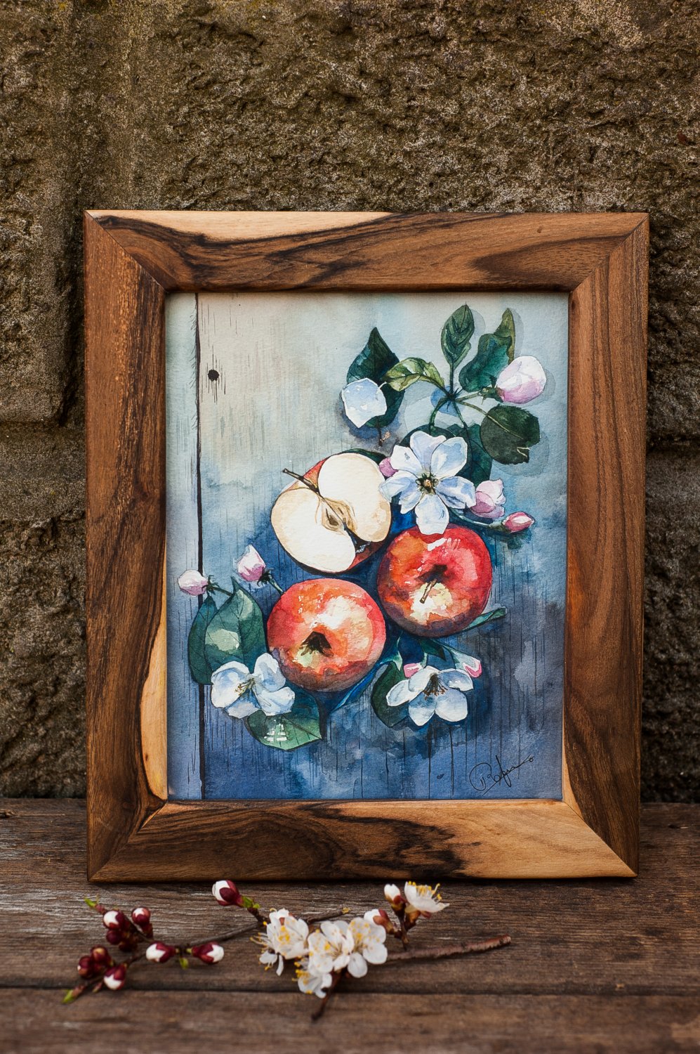 Apples and flowers - is extremely beautiful, handmade painting to decorate your home