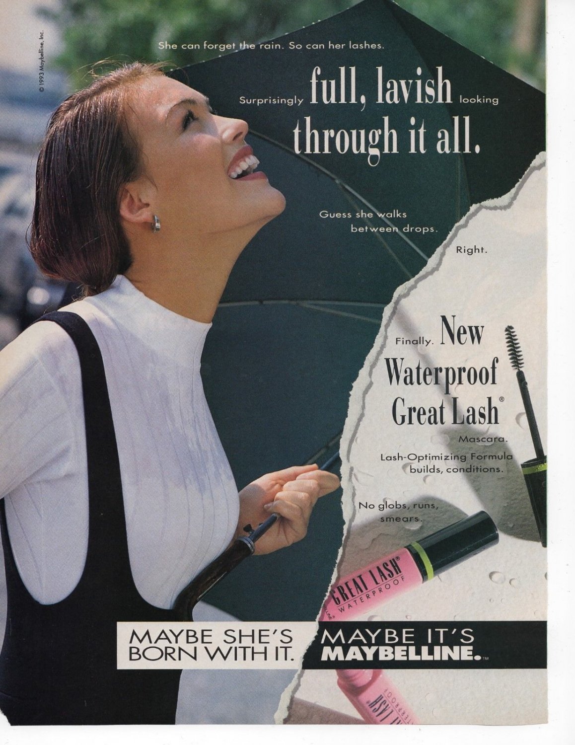 Maybelline Great Lash Mascara Print Ad March 1993 Glamour Magazine
