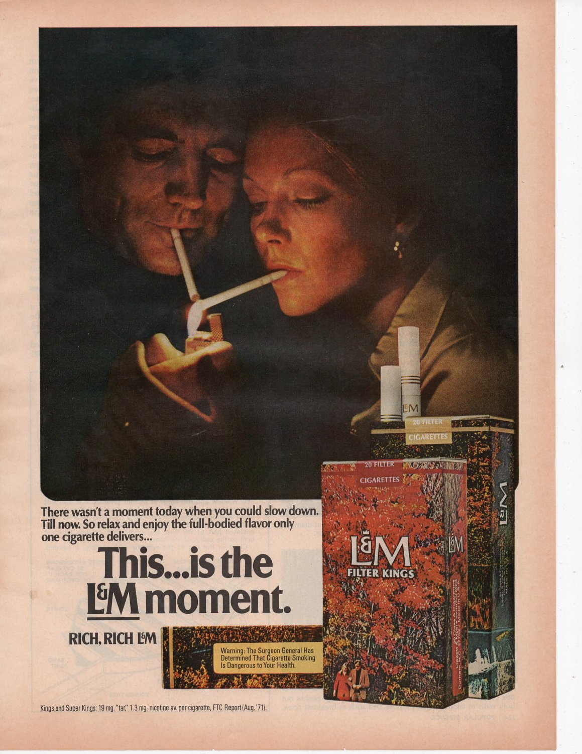 L & M Cigarettes Vintage Magazine Print Ad April 1972