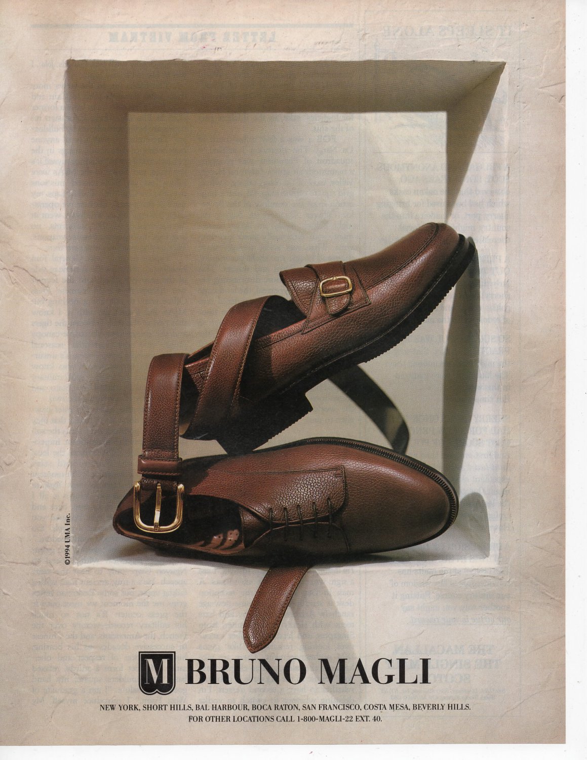 Bruno Magli Vintage Print Ad Ad September 1994