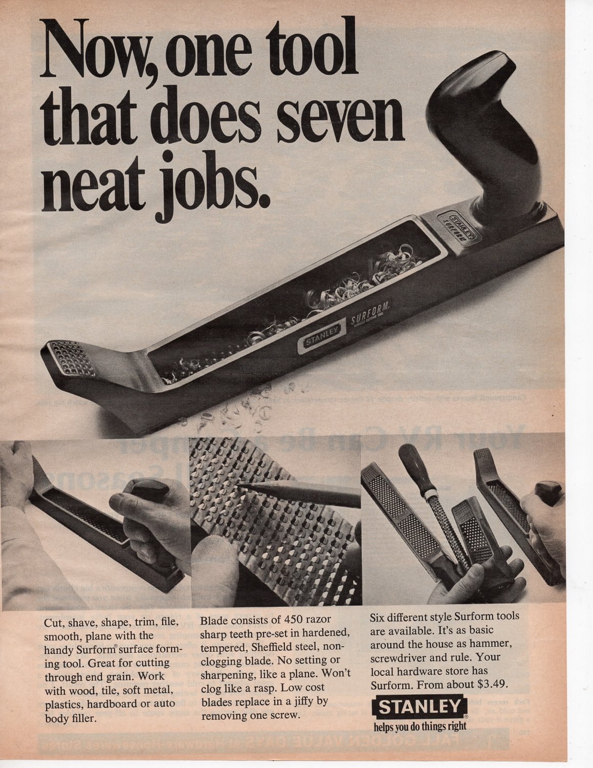 Stanley Tools vintage Magazine Print Ad October 1972