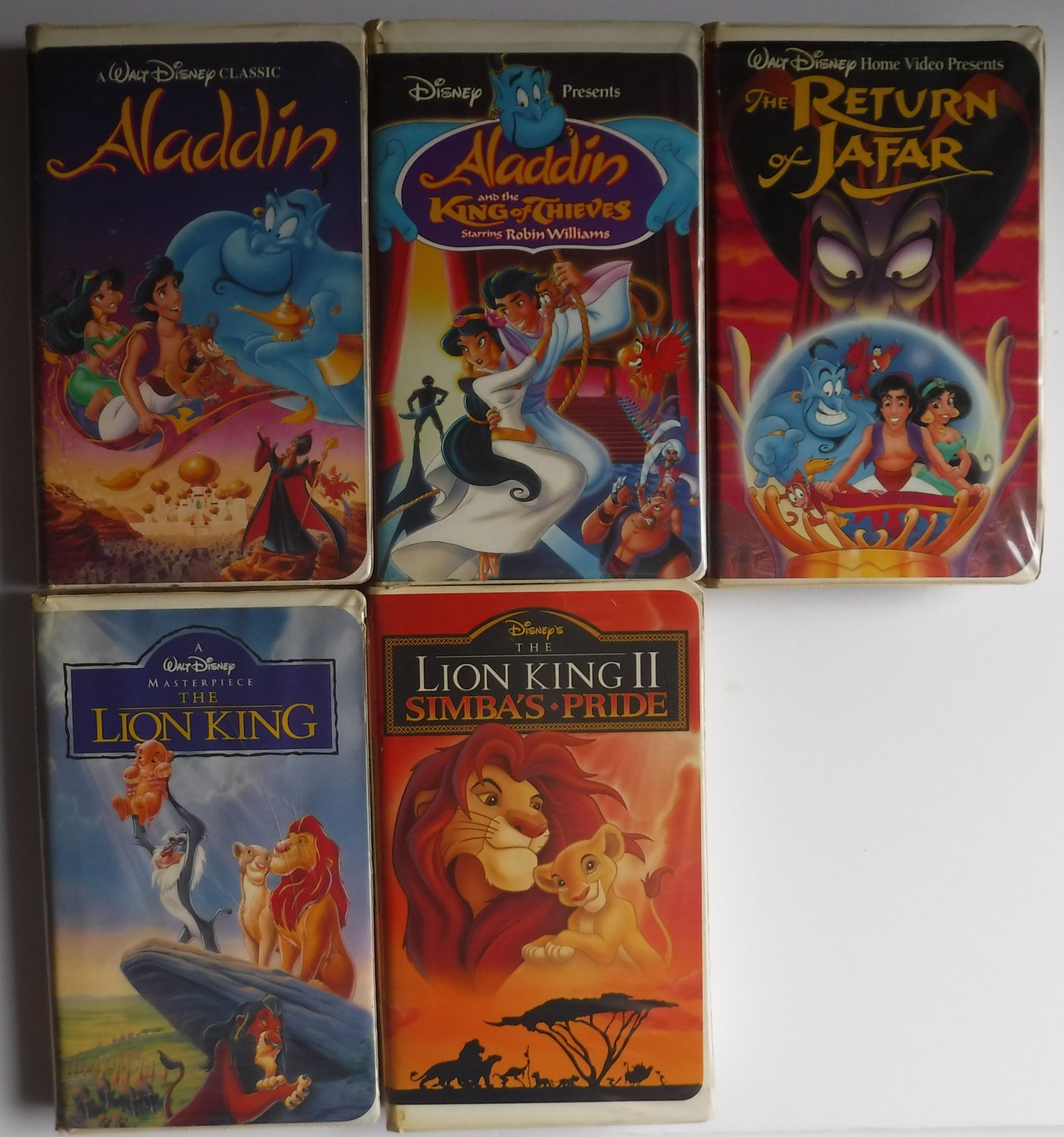 Disney VHS Lot of 5 Lion King Aladdin Aladdin King of Thieves Robin ...