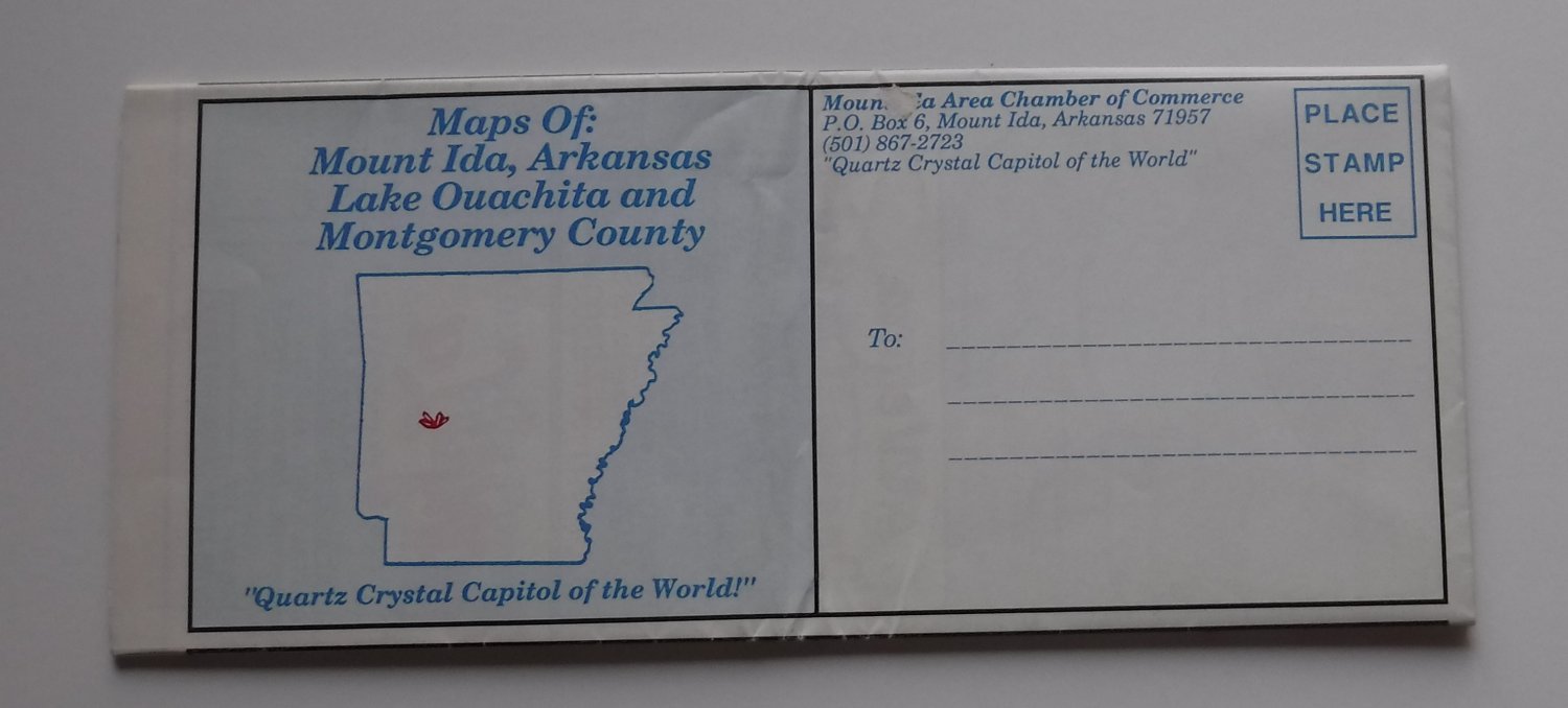 Folding Road Map Mount Ida, Arkansas Lake Ouachita & Montgomery County