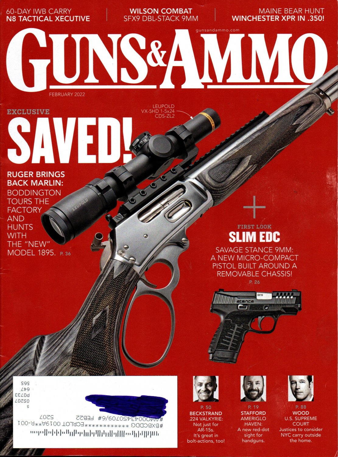 Guns & Ammo Magazine February 2022 Wilson Combat SFX9 DBLStack 9mm