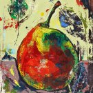 Modern original acrylic painting fresh fruit pear abstract still life-new
