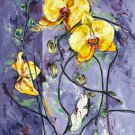 Modern original wall art acrylic painting orchid flowers abstract still life-new