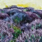 Modern original wall art acrylic painting lavender flowers field plantations abstract-new